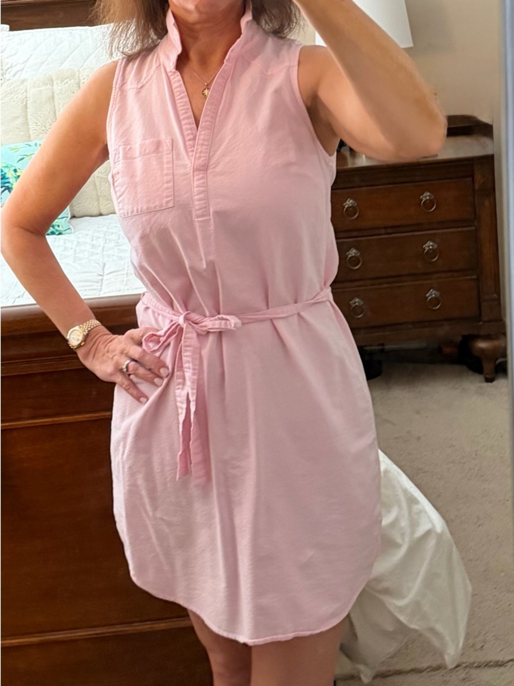 Pink oxford cotton shirt dress sz small